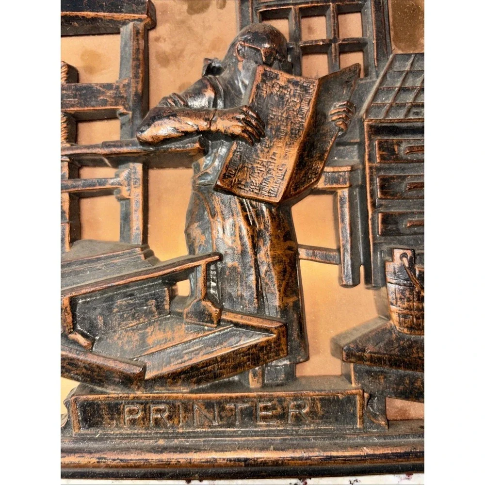 VINTAGE COPPERCRAFT GUILD WALL HANGING PRINTER COPPER HOME DECOR ART 9.5